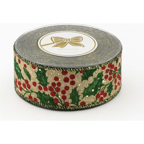 Nastro per decorazioni natalizie oro con ghirlanda da 6,7 cm x 9 m (1/5)