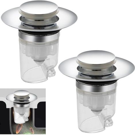 Pop-up Sink Drain Plug - 2 Pieces, Silver Color, Kitchen Sink Stopper, Suitable for Bathrooms, Balconies, Kitchens, Ensures Smooth Water Drainage (1/5)
