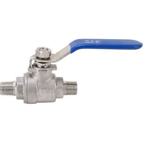 Raccord droit en acier inoxydable 2 pièces pour vanne à bille 1/4 po NPT DN8 mâle (1/5)
