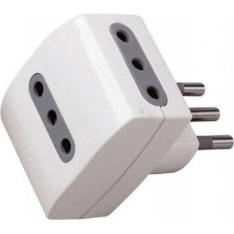 Adaptador de regleta V-TAC con 3 tomas de 10 A 2P+T y enchufe de 10 A 2P+T, color blanco (1/3)