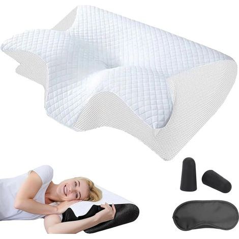 Oreiller Orthopédique Orthonuit, Oreiller Ergonomique Cervical, 2 en 1 Coussin Mémoire de Forme - Soutien Cou, Dorsal et Latéral, pour Dormir sur Le Côté et sur Le Dos (C,1PC) (1/5)
