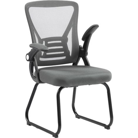 HOMCOM Office Chair with Mesh Backrest and Steel Legs, Dark Grey (1/5)