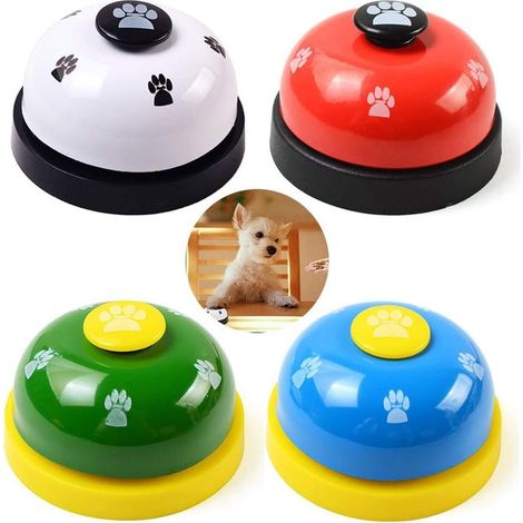 Cloche de Dressage pour Animaux de Compagnie,Appuyez sur la Cloche pour la Formation des Toilettes pour Chiots/Alimentation Interactive des Jouets,Cloche D'interaction pour Animaux de Compagnie(4Pcs)- (1/5)