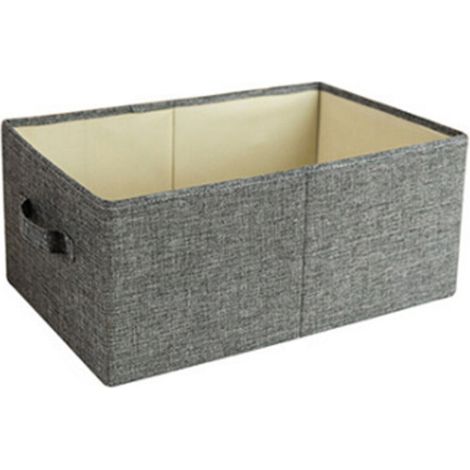 Boîte de Rangement pour Vêtements et Livres en Tissu Non Tissé Gris L (1/4)