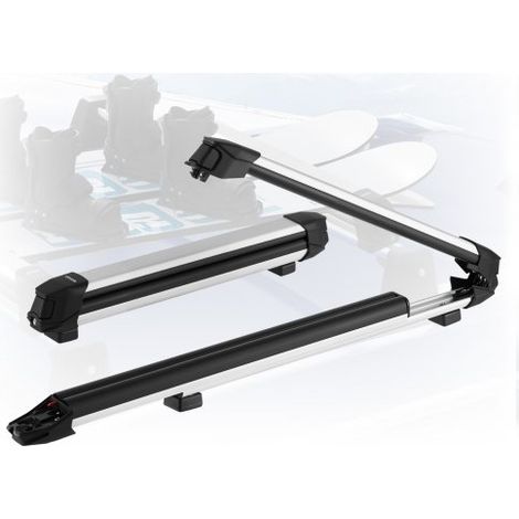 Portaesquís de Techo, hasta 6 Pares de Esquís/4 Tablas de Snowboard, con Cerradura con Acolchado de Goma, para la Mayoría de las Barras Transversales Ranuradas Ancho de Carga de 715 mm