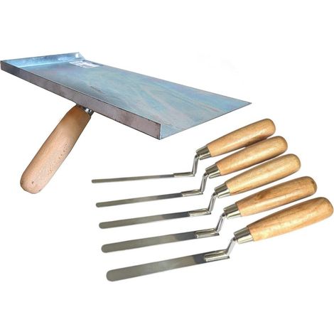 Lot de truelle maçonnique pointue galvanisée Falcon et 5 truelles à doigts en acier inoxydable, outils de jointoiement, remplissage de fissures et réparation pour bricolage et maçonnerie, transfert, r (1/5)