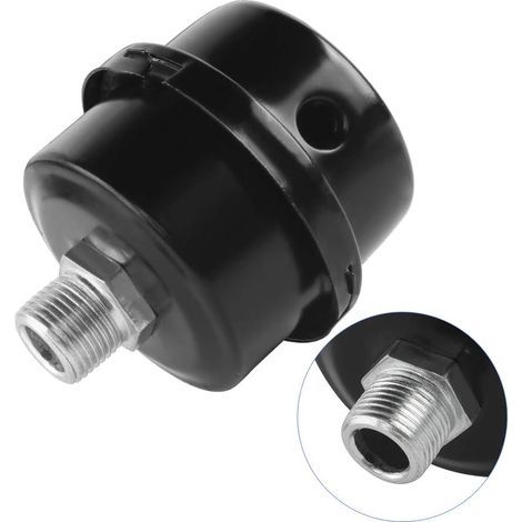 Silencieux de Filtre de Compresseur d'Air 1Pcs 3/8"16mm Compresseur d'Air Filtre d'Aspiration pour Utiliser dans l'Entrée du Compresseur d'Air et Bloquer la Poussière Réduire le Noise, noir (1/5)