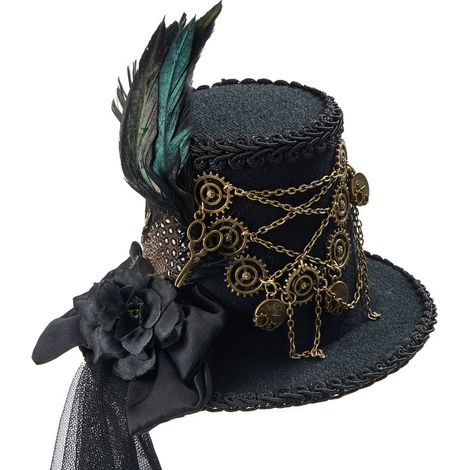 Steampunk hat, feather gear top hat, hair clip, mechanical clock, veil hat, hair clip, Lolita (1/5)