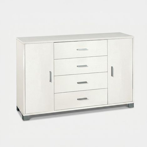 Modernes Sideboard fürs Wohnzimmer mit 2 Türen und 4 Schubladen Quadrante - Weiß