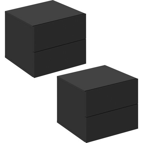 Woltu – Lot de 2 tables de nuit flottantes avec 2 tiroirs – Dimensions 30 x 40 x 30 cm – Panneaux de particules 15 mm – Design minimaliste noir (1/5)