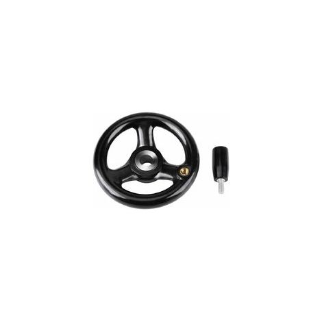 Volante – Negro, volante redondo de tres radios. Volante de plástico con manivela giratoria para tornos y fresadoras con un diámetro de 12 a 100 mm. (1/5)