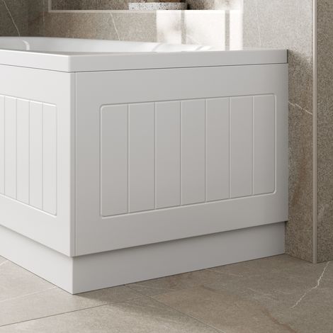 Traditional Bathroom 700mm End Bath Panel White MDF Tongue & Groove Design