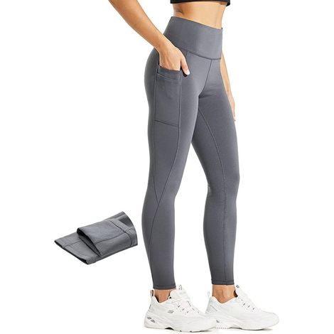 Comallan Leggings thermiques d'hiver pour femmes, imperméables, pour la course, le yoga, le fitness, l'entraînement et la randonnée, avec doublure polaire et poches (1/5)