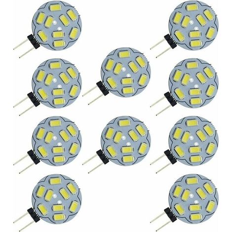 AIMOONSA 10er-Pack G4-LED-Lampen, 9 SMD 5730, 12 V AC/DC, Zweikanalsockel, Einbau-Decken-LED-Lampe, Ersatz für 20-W-Halogenlampe, Warmweiß 2700 K [Klasse N] (1/5)