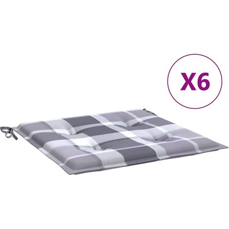 Maison Exclusive - Gartenstuhl-Kissen 6 Stk. Grau Karomuster 50x5 (1/5)