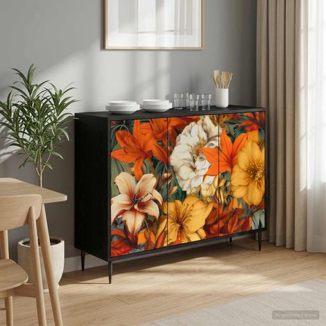 vidaXL Aparador GENNEP Roble Negro 102 x 33 x 76 cm (1/5)