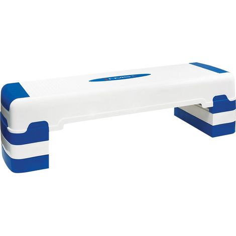 Aerobic-Step-Plattform, weiß-blau, rutschfeste Oberfläche