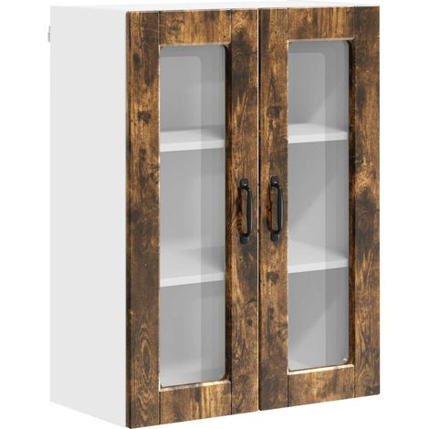 Maison Exclusive - Cabinet en verre mural PORTO Chêne fumé 60 x 31 x 80 cm