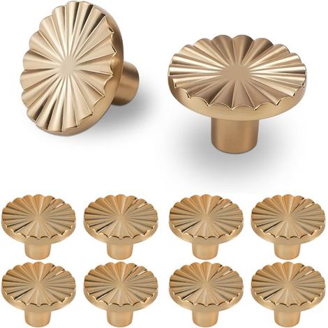 Pomelli piatti in ottone per porte, maniglie per cassetti, pomelli per armadietti, set da 10, pomelli rotondi, design solido, pomelli per cassetti da cucina, maniglie per armadietti, materiale ABS, 38 (1/5)