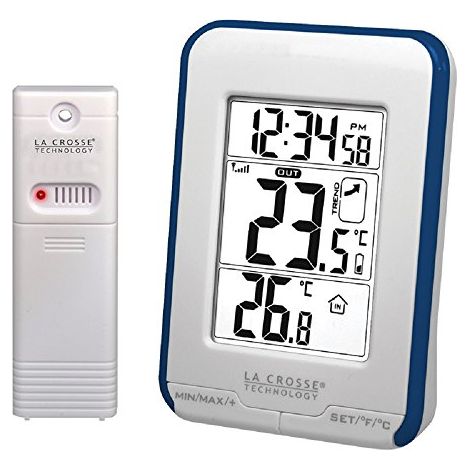 LA CROSSE TECHNOLOGY - WS6810WHI, Stazione con Temperatura Interna/Esterna, 10,6 x 7,6 x 4 cm, Colore: Bianco/Blu (1/3)