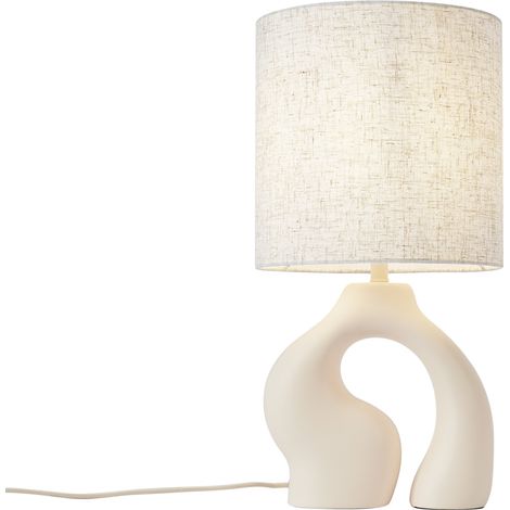 QAZQA Japandi-Tischleuchte Beige mit Leinenschirm - Dahlia