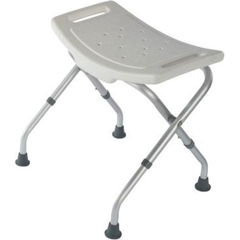 Tabouret de douche, Identités 812031, Chaise de douche, courbé pliant blanc, pliable pour le ranger et le transporter facilement (1/2)