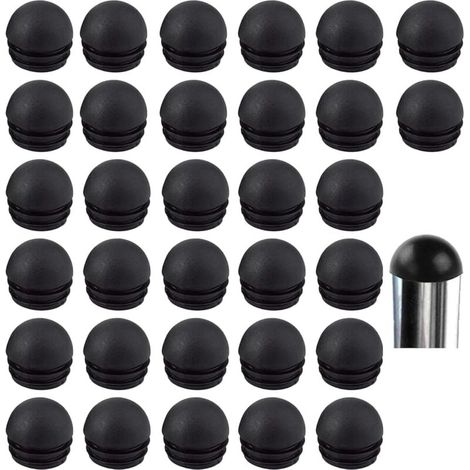 Schwarze runde Stuhlrohrkappen, Endkappen, runde Stuhlbein-Endkappen, Gummi-Stuhlbeinkappen, Stuhlbeinschutz, 32 Stück (19 mm) (1/4)