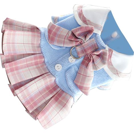 Robe à carreaux JK pour chien, jupe pour chiot, déguisements de fête pour chiens, vêtements pour chiens Bichon Frisé, Poméranien, Schnauzer, rose, taille S (1/4)