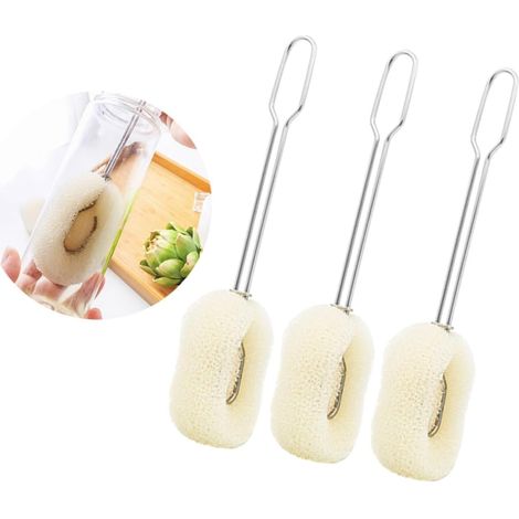 3pièces Brosse De Nettoyage pour Tasses Et Bouteilles Éponge Flexible Et Rétractable Poignée Antidérapante avec Crochet De Rangement (1/5)