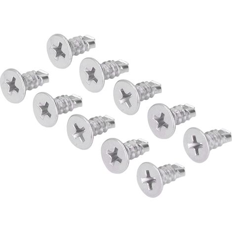 Vis à métaux autoforeuses 410 inox, tête fraisée cruciforme, 200 pièces, 13mm, filetage M4.8-16, vis à bois et tôle, résistantes à la corrosion. (1/5)