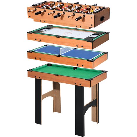 Table multi-jeux 4-en-1 Football de table, 87 x 43 x 73 cm, pour maison et usage quotidien, style moderne, rangement pratique