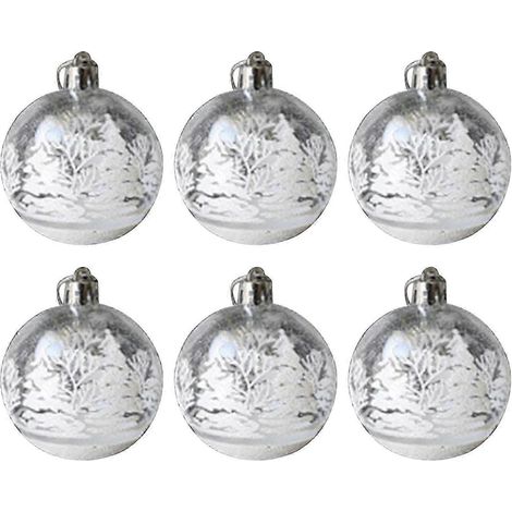 Lot de 6 boules de Noël transparentes à suspendre, idéales pour décorer votre sapin. (1/5)