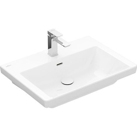 Villeroy & Boch Waschbecken Subway 3.0 650x470mm rechteckig 1 Hahnloch mit Überlauf Weiß Alpin CeramicPlus