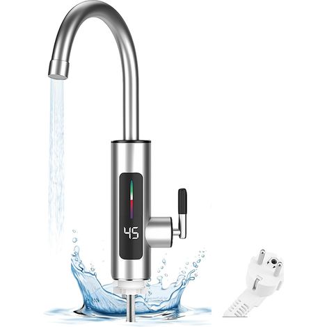 Robinet d'eau chaude instantanée 3000 W - Robinet électrique en acier inoxydable avec LED - Chauffe-eau pivotant à 360 ° - Robinet de cuisine - Chauff (1/5)