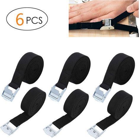 Nylon-Autodachgurte mit Zinklegierungsverschlüssen, 6er-Pack, 2,5 m x 2,5 cm, sicherer Transport