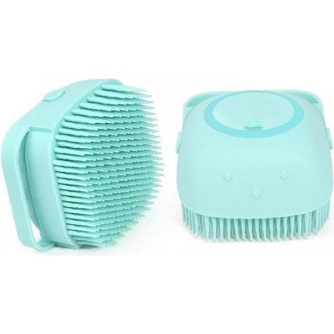 Spazzola da bagno in silicone blu per gatti, massaggiatore per shampoo, pettine per toelettatura cani, spazzola per doccia, spazzola per peli corti e lunghi (1/4)
