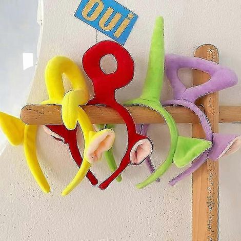 Set mit 4 3D-Cartoon-Stirnbändern für Kinder und Erwachsene, originelle Haaraccessoires, lustige, mehrfarbige Stirnbänder, anpassbar an alle Kopfgrößen, ideal für Partys und Kostümfeste. (1/3)