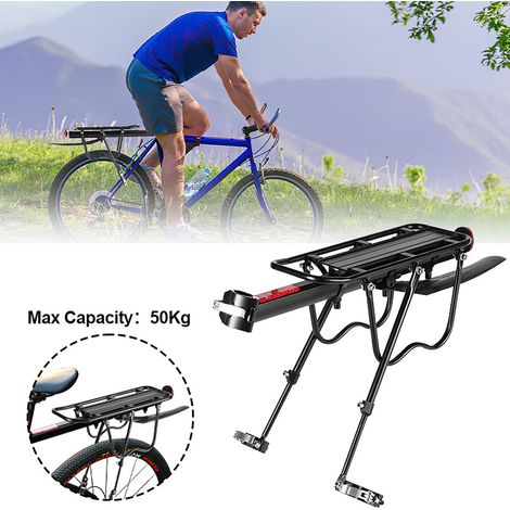 TolleTour Portapacchi universale per bici in alluminio con parafango e riflettore – Fissaggio al reggisella – Capacità 50 kg