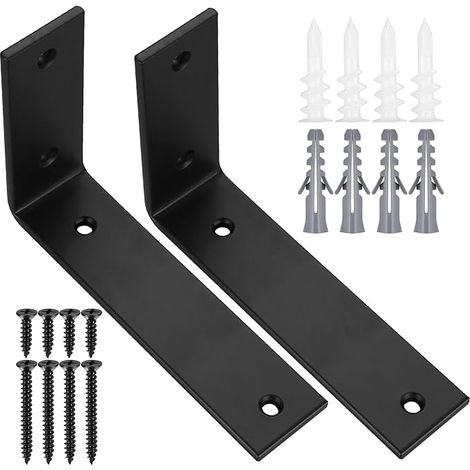Shelf Brackets, Iron 90 Degree Angle Brackets, Metal Angles for Wooden Shelves and Wooden Furniture (150x100x38mm) (1/5)