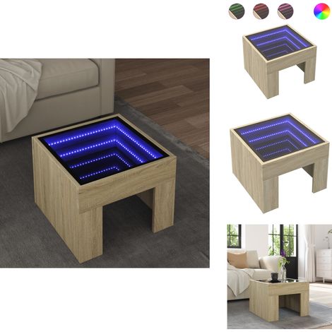 Couchtisch mit Infinity-LED Sonoma-Eiche 40x40x30 cm - Couchtisch - Couchtische - Beistelltisch - Sofatisch (1/5)