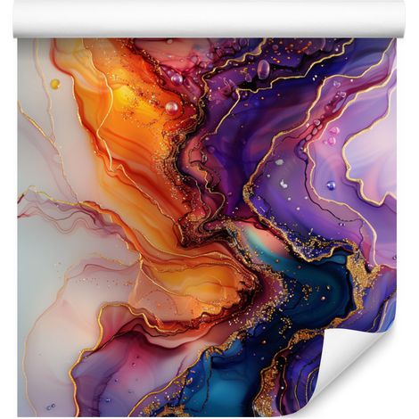 Carta da parati rosso inchiostro e viola per soggiorno e camera da letto 50x1000 cm (1/5)