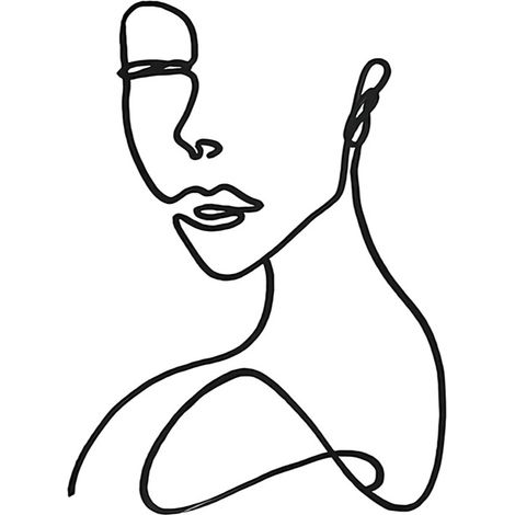 Lignes abstraites Femmes toile peinture au pistolet noyau baiser amoureux noir et blanc peinture décorative minimaliste pour salon (1/5)