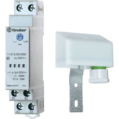 Interruptor crepuscular 1Z 16A 230V CA 17,5mm IP20 sensor externo 1-100lx 11.31.8.230.0000