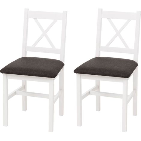 Lot de 2 chaises de salle à manger HWC-F77, chaise avec dossier, chaise de cuisine, bois massif, tissu, style cottage- b (1/2)