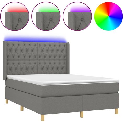 Maison Exclusive - Cama box spring colchón y luces LED tela gris