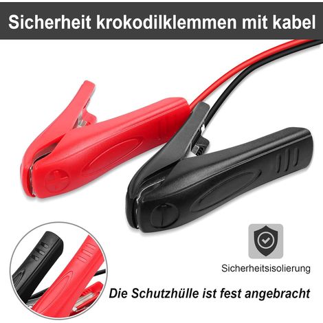 JatilEr Pinces Crocodiles avec Câble 1.8M, Pinces Crocodiles 12v PVC, Noyau Cuivre, 18Awg, pour Charge de Batterie, Connexion Batterie de Secours Etc