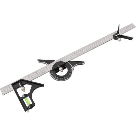 Verkauf 600 mm Kombinationswinkel mit Wasserwaage, Winkelmesser, geradem Kopf und Zentrierkopf, multifunktionales, verstellbares rechtwinkliges Lineal, Ingenieur, Zimmermann, Messwerkzeug