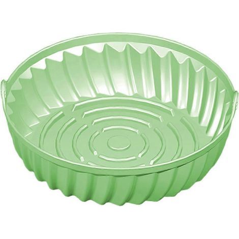 Runde Silikon-Kochplatte für Heißluftfritteusen, wiederverwendbare Antihaftbeschichtung – 19 x 19 x 6 cm – Hellgrün (1/4)