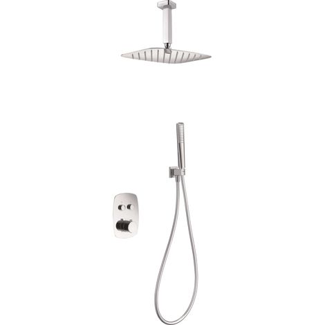Set colonna doccia monocomando con asta estensibile - Asta doccia con doccetta e maniglia - Rubinetteria bagno cromata (1/4)