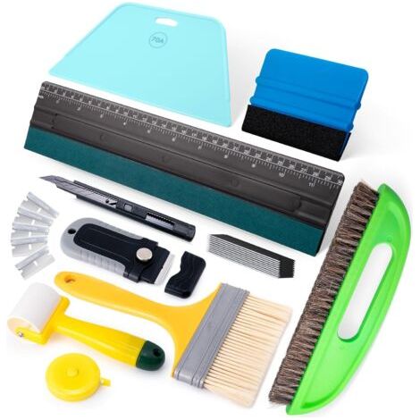 Outils pour papier peint,Outils de Film pour Papier peint, Kit de papier peint Avec brosse à encoller et outils pour papier peint Rouleaux, Brosses, Lames, couteau de papier peint